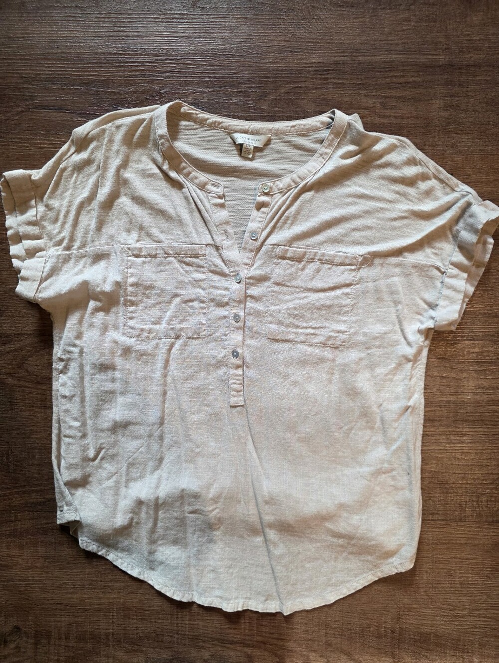 Lucky Brand Light Tan Button Henley